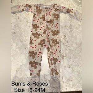 Bums & Roses Gingerbread and Candy Cane Baby Convertible Onesie